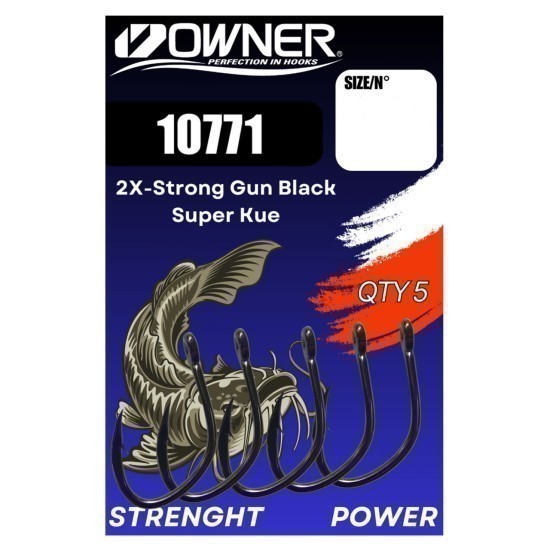 Cârlige Owner Amaz 10771 2x-Strong Gun Black Super Kue, Nr.4/0, 5buc/plic