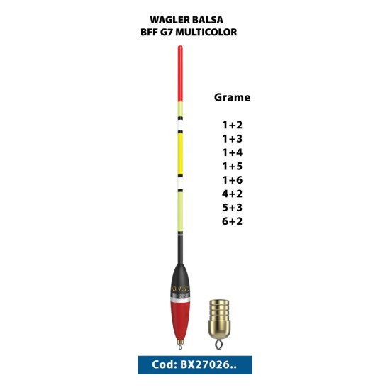 Plută waggler BFF Balsa G7 Multicolor, 1+5g Plută waggler BFF Balsa G7 Multicolor, 1+5g