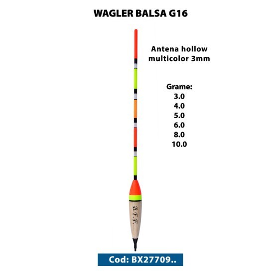 Plută waggler Jaxon Balsa G16 Hollow Multicolor, 3.0mm, 10g