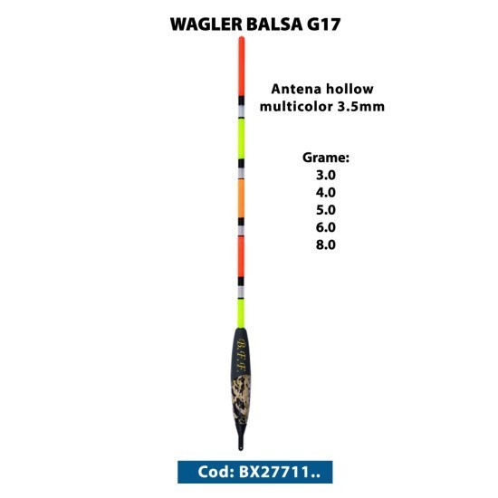 Plută waggler Jaxon Balsa G17 Hollow Multicolor, 3.5mm, 8g Plută waggler Jaxon Balsa G17 Hollow Multicolor, 3.5mm, 8g
