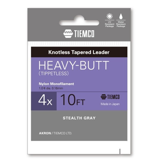 Fir monofilament Tiemco Heavy Butt Knotless Tapered Leader 5X, 10ft