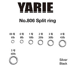 Inele despicate Yarie 806 Split Ring Black, Nr. 0.5, 9lb, 30 buc./plic