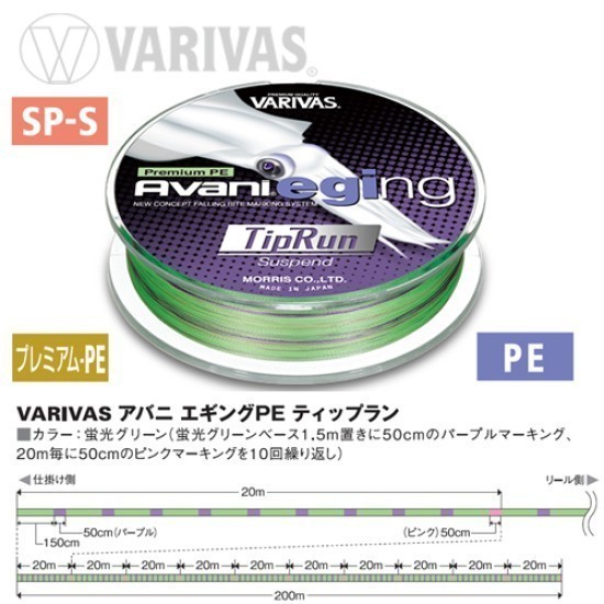 FIR AVANI EGING TIP RUN PE 4X 200m 12.1lb Marking Fluo Green FIR AVANI EGING TIP RUN PE 4X 200m 12.1lb Marking Fluo Green