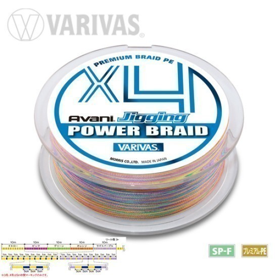 FIR AVANI JIGGING POWER BRAID PE X4 300m 56lb 10mx5 Culori