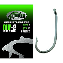 Cârlig Maver Carp MV-2 Long Shank, Nr. 2, 10 buc./plic