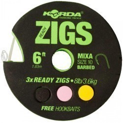 Riguri Korda Ready Zigs Barbed, Nr.10/8lb, 360cm, 3buc/rolă