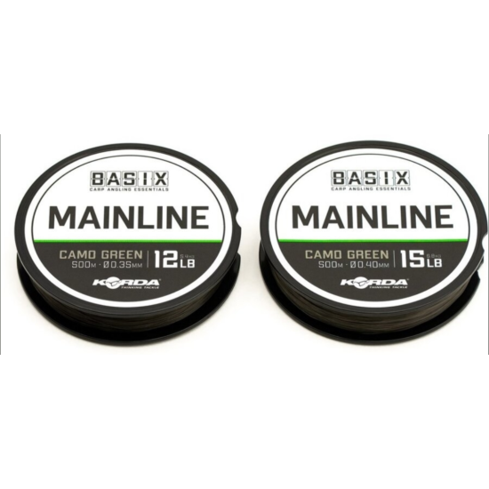 Fir monofilament Korda Basix Mainline, Camo Green, 0.40mm/15lb/500m