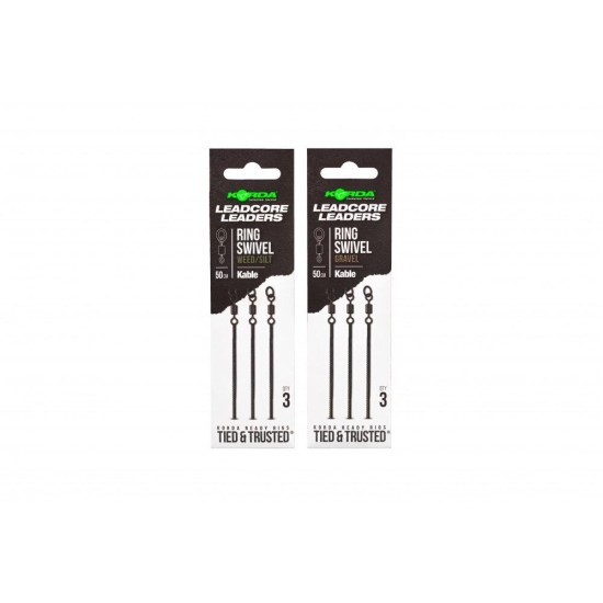 Montură leadcore cu anou Korda Kable Ring Swivel, Weed/Silt, 50cm, 3buc/plic