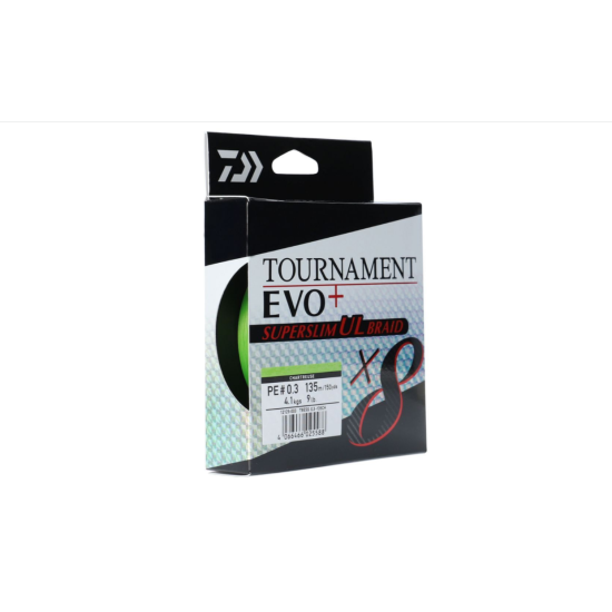 Fir textil Daiwa Tournament 8X Braid EVO+ Super Slim PE, Chartreuse, 0.05mm/6.4kg, 135m