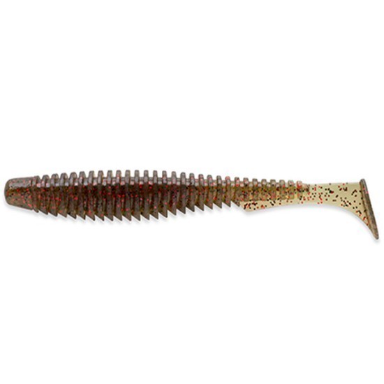 Shad FishUp U-Shad 4", Culoare 045 Green Pumpkin Red & Black, 10.1cm, 8buc/plic