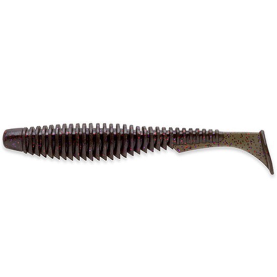 Shad FishUp U-Shad 4", Culoare 050 Green Pumpkin Brown Red & Purple, 10.1cm, 8buc/plic