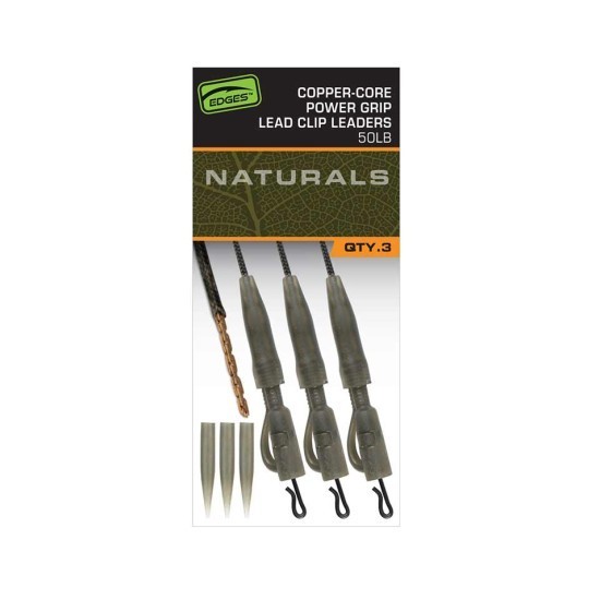 Edges Naturals Copper-Core Power Grip Lead Clip Leaders x3 Edges Naturals Copper-Core Power Grip Lead Clip Leaders x3