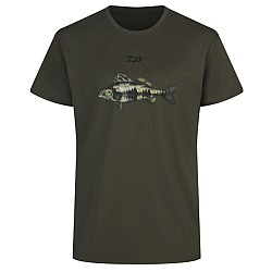 Tricou Daiwa Zander Olive Cu Motiv Șalău, Large