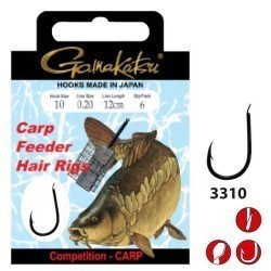 Cârlige legate Gamakatsu Carp Hair 3310B, Nr.12, 0.18mm/70cm, 10buc/plic