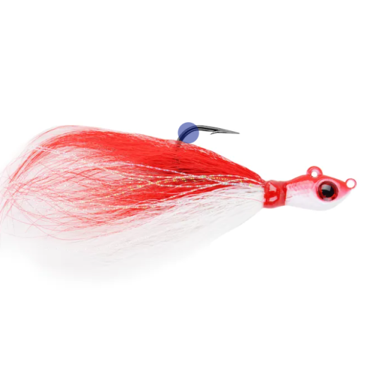 Jig Mustad Big Eye Bucktail, Red-White Crystal Flash, 14g Jig Mustad Big Eye Bucktail, Red-White Crystal Flash, 14g