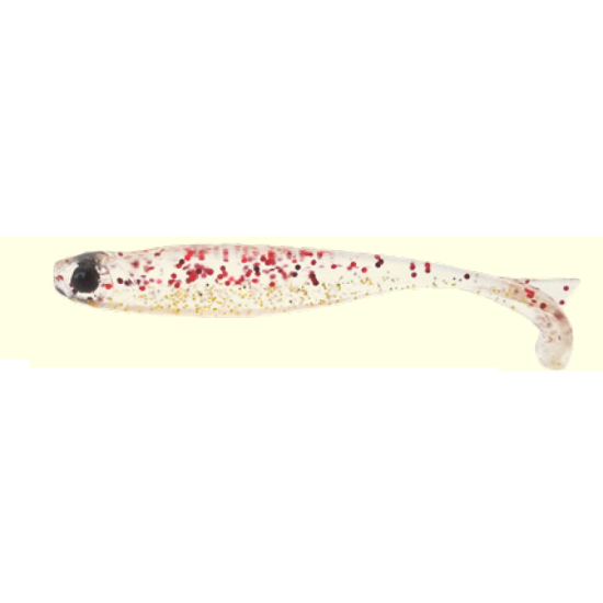 Shad Mustad Mezashi Tail Minnow Floating, Red Gold Glitter, 8.8cm, 6buc/plic
