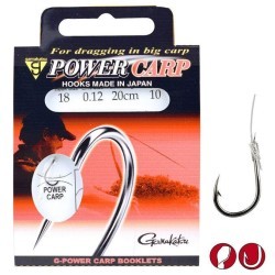 Cârlige legate Gamakatsu Power Carp, Nr.12, 0.18mm/20cm, 10buc/plic