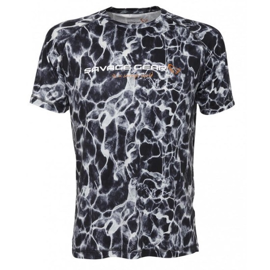 Tricou Savage Gear Night UV, Black Waterprint, X-Large