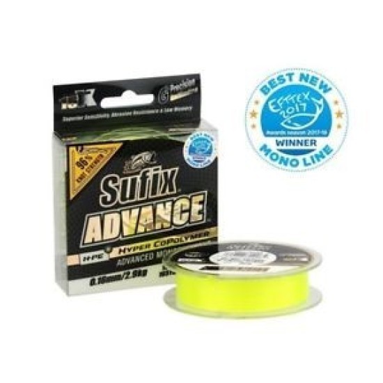 ADVANCE 150M WINDING 0.18MM 3.4KG 1.2 8LB HI VIS YELLOW ADVANCE 150M WINDING 0.18MM 3.4KG 1.2 8LB HI VIS YELLOW