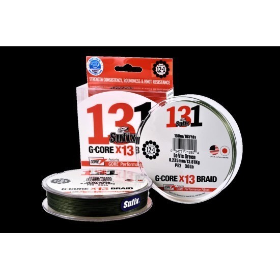 Sufix 131 Braid 150M 0.148MM 8.10KG 18LB LOW-VIS GREEN Sufix 131 Braid 150M 0.148MM 8.10KG 18LB LOW-VIS GREEN
