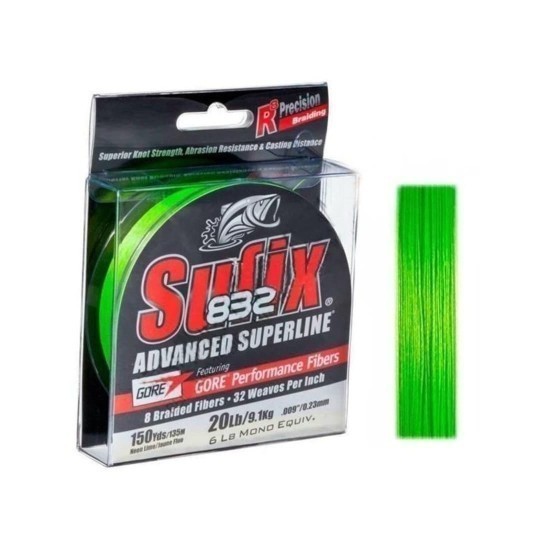 Sufix 832 BRAID 120M 0.10MM/5.9KG/13LB/Neon Lime