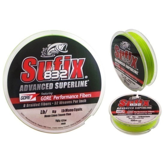 Fir textil Sufix 832 Neon Lime 0.15mm/9.2kg, 120m Fir textil Sufix 832 Neon Lime 0.15mm/9.2kg, 120m