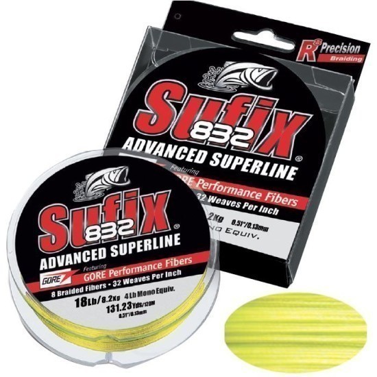 Sufix 832 120M 0.18MM/12.0KG/26LB/Hi Vis Yellow Sufix 832 120M 0.18MM/12.0KG/26LB/Hi Vis Yellow