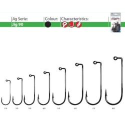 Cârlige pentru jig Gamakatsu 90, Negru, Nr.1/0, 25buc/plic