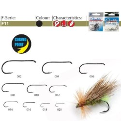 ﻿Cârlige forjate pentru muscă Gamakatsu F11, Negru, Nr.16, 25buc/plic