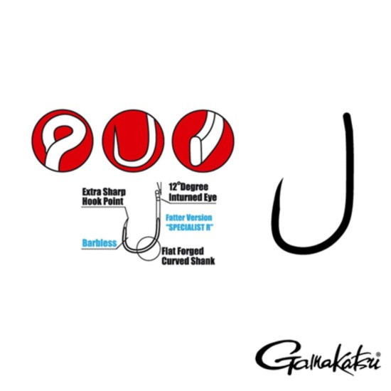 Cârlige Gamakatsu G-Carp Specialist RX Barbless, Nr.6, 10buc/plic
