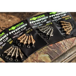 Kit clips + vârtej pentru plumb pierdut Korda Hybrid Lead Clip, Silt, 5buc/plic