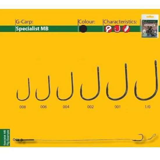 Cârlige Gamakatsu G-Carp Special MB2, Negru, Nr.6, 10buc/plic