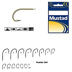 Cârlige Mustad Classic Coarse/Match 264, Auriu, Nr. 6