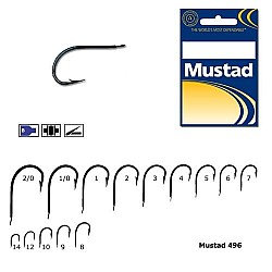 Cârlige Mustad Limerick 496, Albastru, Nr. 6, 10 buc/plic