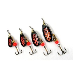 Linguriță rotativă Mepps Black Fury, Fluorescent Red Dot, Nr.1/3.5g