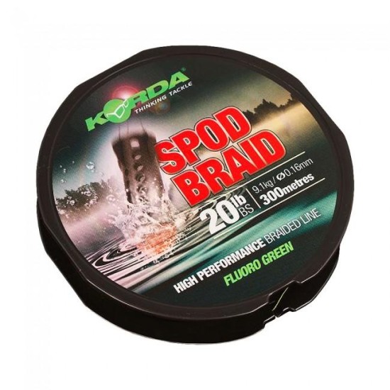 Fir textil Korda Spod Braid Fluoro Green, 0.16mm/9.1kg/300m