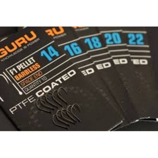 Cârlige Guru F1 Pellet Barbless PTFE Coated, Nr.22, 10buc/plic