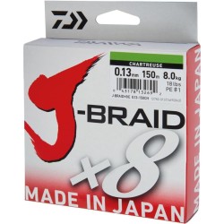Fir textil Daiwa J-Braid X8, Chartreuse, 0.22mm/17kg/150m