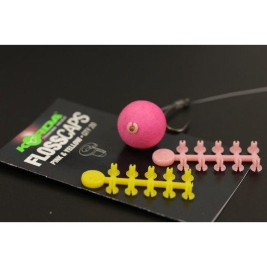 Opritor tip capsă pentru boilies Korda Floss Caps, Alb-rosu, 20buc/plic
