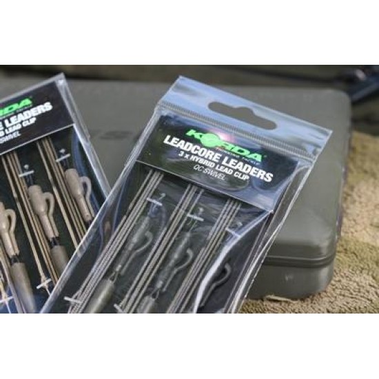 Montură Leadcore plumb pierdut cu agrafă rapidă Korda Hybrid Lead Clip Quick Change, Weed Green, 3buc/blister