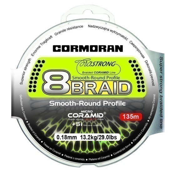 Fir textil Cormoran Corastrong 8Braid Smooth-Round Profile, Green, 0.20mm/15.1kg/135m