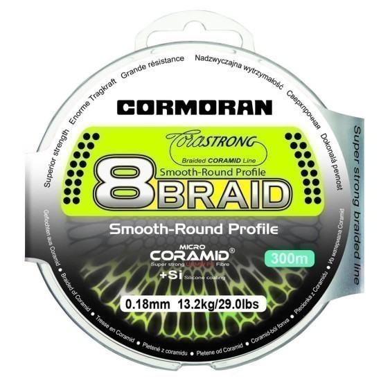 Fir textil Cormoran Corastrong 8Braid Smooth-Round Profile, Green, 0.25mm/18.8kg/300m