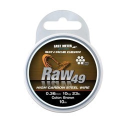 Fir pentru strună Savage Gear RAW 49 7x7, Uncoated Brown, 0.54mm/23kg/10m