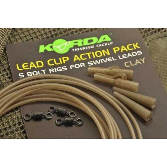 Kit montură plumb pierdut Korda Lead Clip Action Pack, Clay