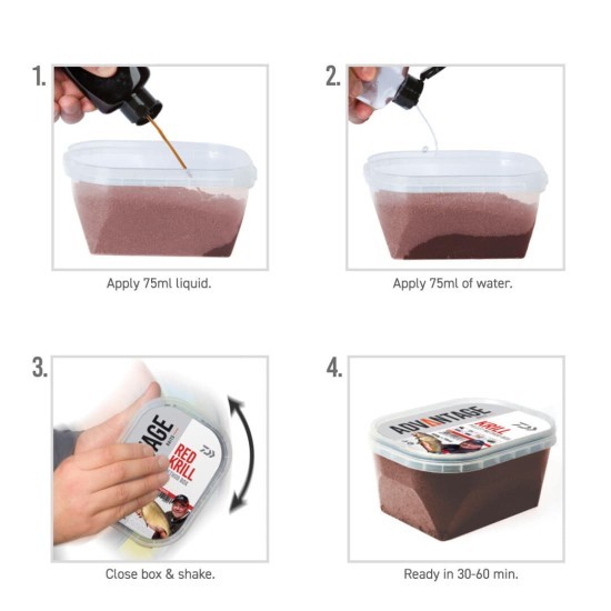 Pelete Method Box + Booster Daiwa Advantage, Green Betain, 500g/cutie
