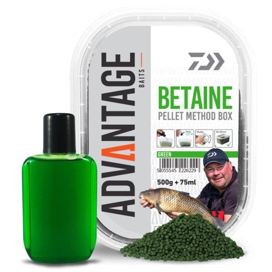 Pelete Method Box + Booster Daiwa Advantage, Green Betain, 500g/cutie