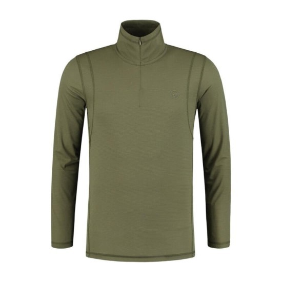 Bluză Korda Kool Quick Dry Long Sleeve Zip Neck, Olive, Medium