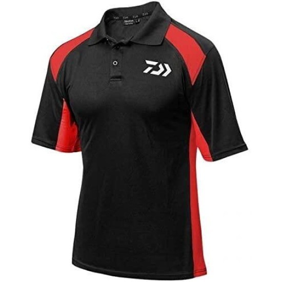 Tricou polo Daiwa, Negru/Roșu, 3X-Large