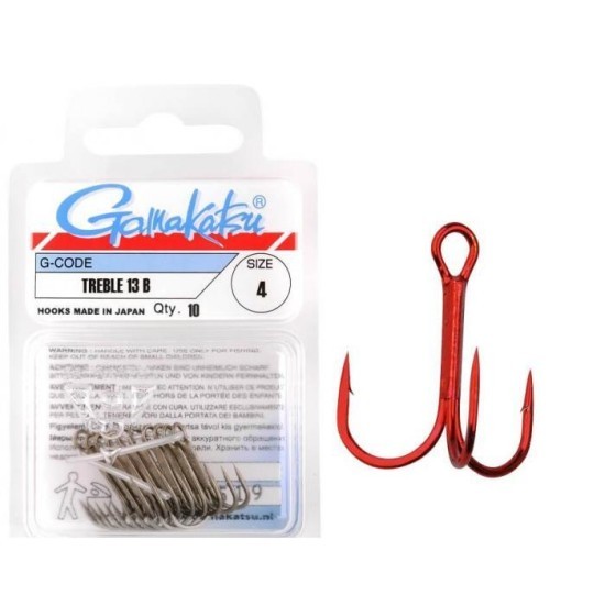 ANCORE GAMAKATSU TREBLE 13N ROȘII NR.2  10BUC/PLIC