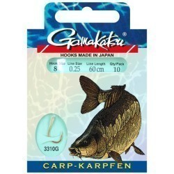 Cârlige legate Gamakatsu Booklet Carp, Nr.4, 0.28mm/60cm, 10buc/plic